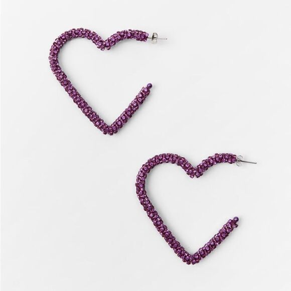ZARA RHINESTONE HEART EARRINGS BARBIE BARBIECORE - Picture 1 of 4